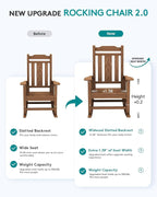 SERWALL Outdoor Rocking Chair Brown Set of 8, All Weather Patio Rocking Chair - Image 5