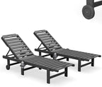 SERWALL Outdoor Chaise Lounge Set of 2, All-Weather HDPE Pool Lounge Chairs - Image 10