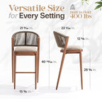 IDZO 400lbs Capacity Modern Rope Bar Stools Set of 2, 28 Inches Bar Height - Image 2