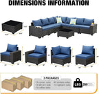 8 Pieces Patio Furniture Set All-Weather Outdoor Wicker Sectional Conversation - Image 4