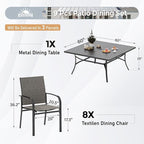Patio Dining Set for 8, 8 x Stable Brown Dining Chairs, Outdoor Table and - Image 3
