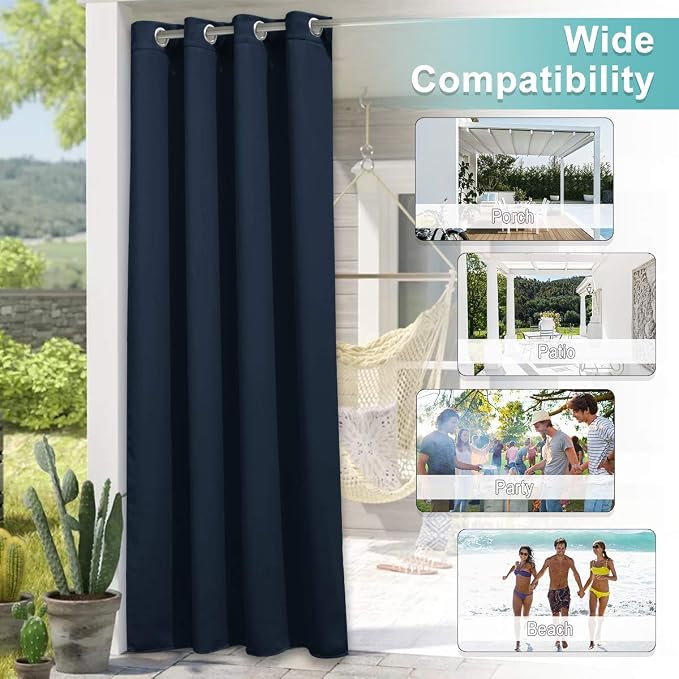 NICETOWN Outdoor Curtain for Patio Waterproof Extra Wide 100", 1 Piece - Image 5
