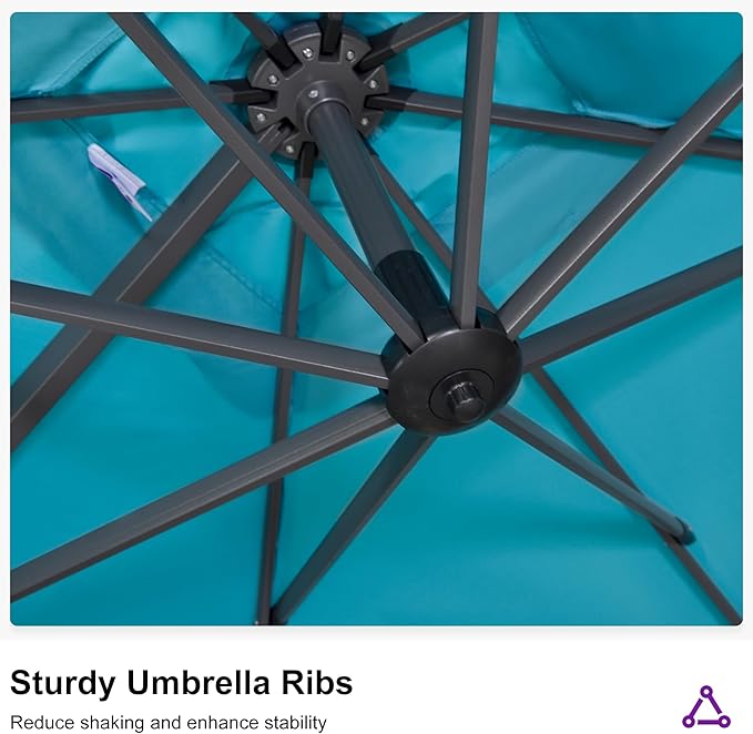 PURPLE LEAF 11.5' X 11.5' Telescopic Patio Umbrella Outdoor Cantilever Umbrella - Image 8