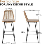 IDZO 400lbs Capacity Rattan Bar Stools Set of 2, 29-Inch Height, Outdoor & - Image 2