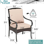 PHI VILLA Outdoor Dining Chairs Set of 4, Heavy Duty Outdoor Metal Wicker - Image 2