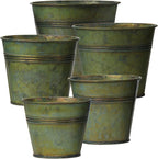 Briful 5 Size Galvanized Buckets Rustic Farmhouse Metal Bucket Galvanized by Briful