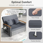 LDAILY Moccha Outdoor Wicker Daybed, Patio Rattan Loveseat Sofa w/ 4-Level - Image 3