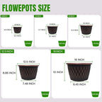 4 Pack 9 Inch Retro Plant Pots, Vintage Striped Flower Pots - Image 4