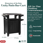Keter Outdoor Grill Prep Table & Serving Cart, Stainless Steel Top, 40 Gal - Image 2