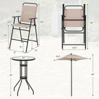 Giantex 4-Piece Outdoor Bar Set, Round High Top Bar Table - Image 4