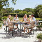 Outdoor Bar Stools Set of 6, 360° Swivel Metal Frame, Wicker Patio Bar Height - Image 2