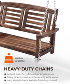 Outvita Wooden Porch Swing, Outdoor Patio Swing, Room 600 lbs Capacity Fir Wood - Image 4