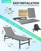 Outdoor Lounge Chairs Set of 3, Aluminum Chaise Lounge Chairs - Image 3