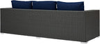 Modway Sojourn Wicker Rattan Outdoor Patio Sunbrella Fabric Sofa in Canvas Navy - Image 5