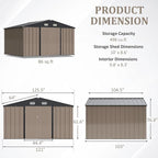 Greesum 10×8 FT Outdoor Storage Shed, Metal Storaged Sheds Without Floor - Image 5