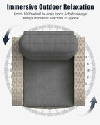 Outdoor Swivel Recliner Chair, All-Weather Wicker Reclining Patio Chair - Image 7