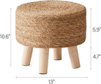 Cpintltr Foot Stool Natural Seagrass Hand Weave Poufs Round Ottoman - Image 3