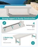 SERWALL 2-Person Outdoor Bench Backless, HDPE Outdoor Benches Weatherproof - Image 5