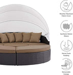 Modway Convene Wicker Rattan Outdoor Patio Retractable Canopy Round Poolside - Image 3