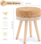 Handwoven Outdoor Ottoman, Water Hyacinth Pouf Round Patio Footstool - Image 2