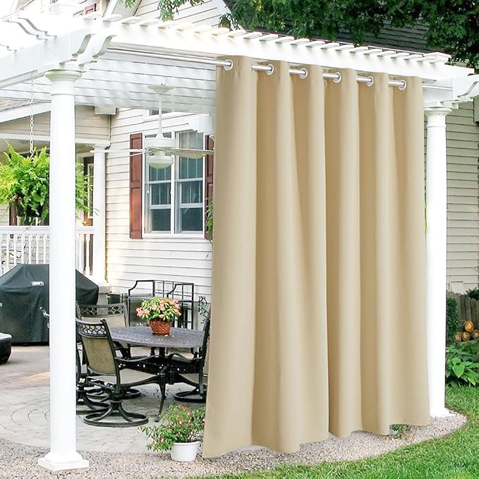 RYB HOME Outdoor Curtains for Patio Waterproof Block Sunlight Thermal Insulated by RYBHOME