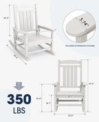 KINGYES Oversized Patio Rocking Chair Set of 2, High Density Polyethylene - Image 3