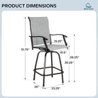 MFSTUDIO Outdoor Bar Stools Set of 2, Swivel Bar Height Patio Chairs Outdoor - Image 7