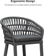 PURPLE LEAF Outdoor Rattan 29" Bar Stools Set of 2, Modern Boho Aluminum Patio - Image 4