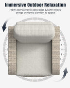 Outdoor Swivel Recliner Chair, All-Weather Wicker Reclining Patio Chair - Image 7