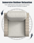 Outdoor Swivel Recliner Chair Set of 2, All-Weather Wicker Reclining Patio Chair - Image 7