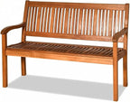 COSTWAY Wooden Bench Outdoor, Curved Armrest & Backrest, Sturdy Outdoor Wood by COSTWAY