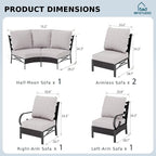 MFSTUDIO Patio Furniture Set, 6 Seats Half-Moon Curved Outdoor Sectional Sofa - Image 8