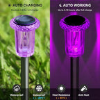 DenicMic Solar Lights Outdoor 10 Pack Waterproof Purple LED Stainless Steel - Image 3