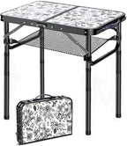 Outdoor Side Table, Portable 3 Adjustable Height Small Outdoor Folding Table by Yriuat