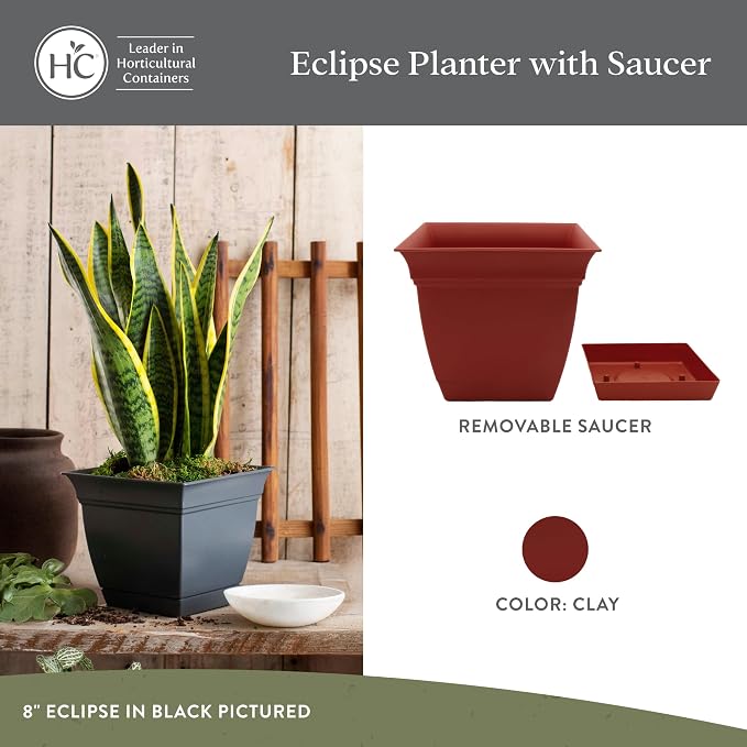 The HC Companies 12 Inch Eclipse Square Planter Pots - Image 2