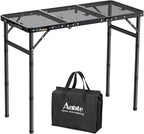 Anbte Folding Grill Table, 3ft Tri-Fold Aluminum Folding Table Adjustable by Anbte