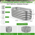 17" Tall Outdoor Garden Raised Garden Bed Kits, 4ft X 2ft Oval, 0.8MM Thick - Image 4
