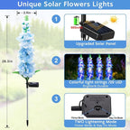 Solar Garden Lights, Solar Blue Delphinium Flowers Lights 8 Pack 160 LEDs - Image 2