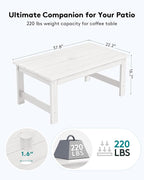 SERWALL HDPE Patio Coffee Table, Rectangle Outdoor Coffee Table, All-Weather - Image 3