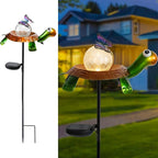 Afirst Solar Lights Outdoor Decorative Metal Turtle Crackle Glass Globe by Afirst
