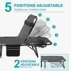 ABORON 2PK Chaise Lounge Chair, 5 Positions Padded Outdoor Tanning Chair - Image 3