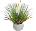 AlphaAcc 16.5" Fake Grass Plant Decorative Faux Greenery in Textured Gray by AlphaAcc