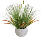 AlphaAcc 16.5" Fake Grass Plant Decorative Faux Greenery in Textured Gray by AlphaAcc