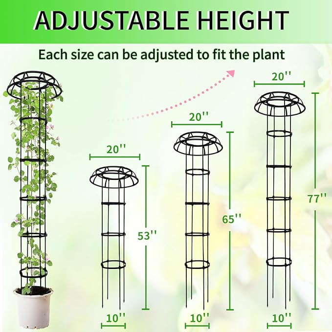77-Inch Garden Trellis for Climbing Plants, Heavy-Duty Metal Obelisk - Image 2