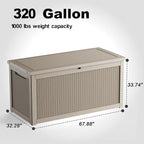 320 Gallon Outdoor Storage Box, Large Waterproof UV Resistant Deck Box - Image 2