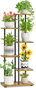 iDavosic.ly 5 Tier Plant Stand Indoor, Tiered Corner Metal Wood Multiple Flower by iDavosicly