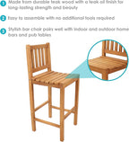 Sunnydaze Solid Teak Wood Outdoor Bar Chair - Image 4
