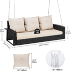 YITAHOME 3-Seats Hanging Porch Swing Chair Outdoor Black Rattan Patio Swing - Image 6