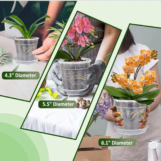 Orchid Pot with Saucers, 6 Packs of 6.1" Orchid Pots with Holes, Orchid Pots - Image 7