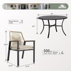 5 Pieces Patio Dining Set, 4 x Woven Rattan Chairs - Image 3
